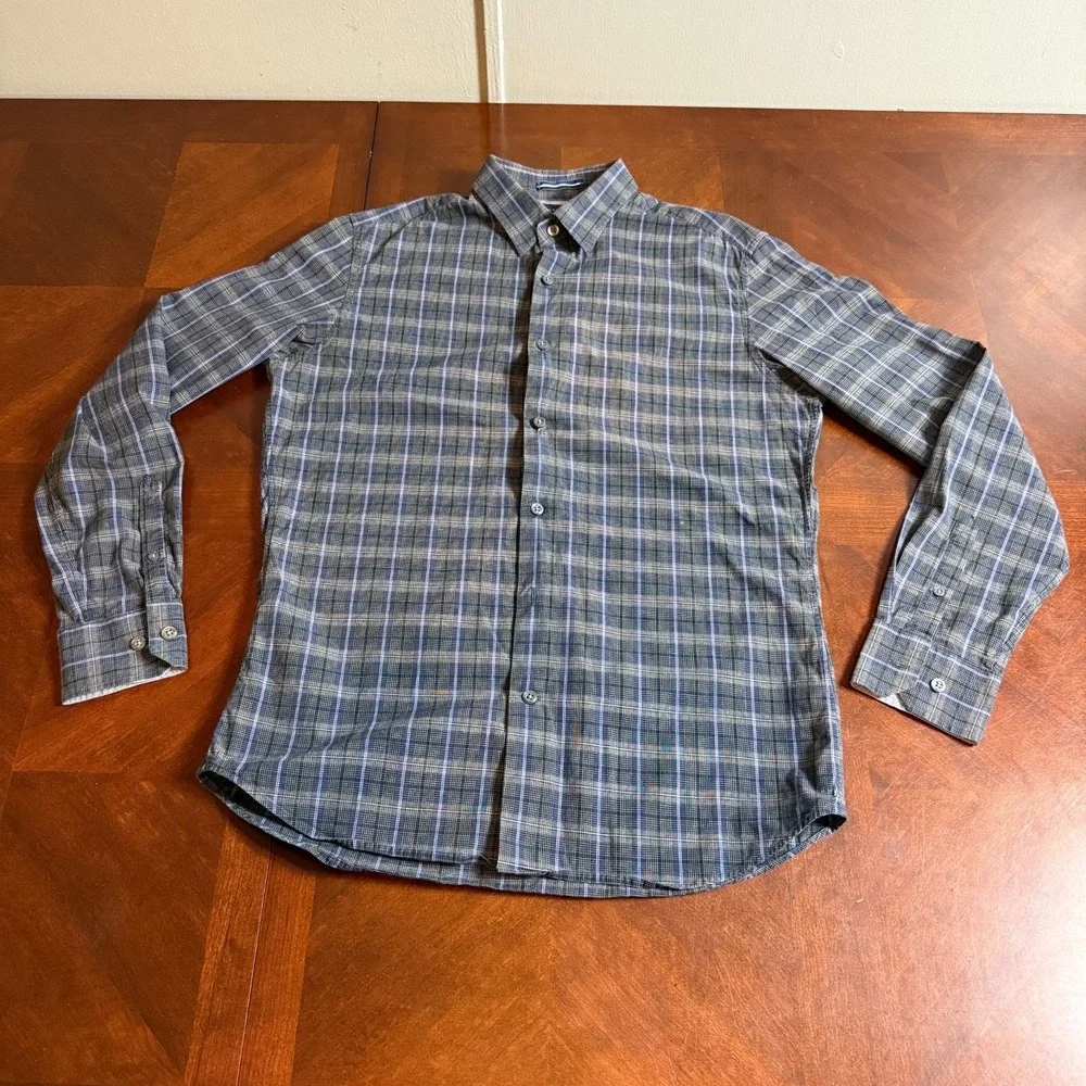 Banana Republic Men's Plaid Button Down‎ Shirt Small 14-14.5 Stretch
